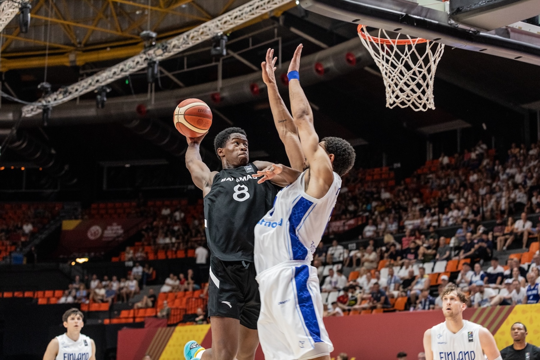 Baylor University's V.J. Edgecombe and Olivier Nkamhoua during the 2024 Paris Olympic Qualifying Tournament.