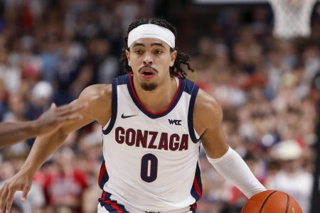 Gonzaga point guard Ryan Nembhard in action