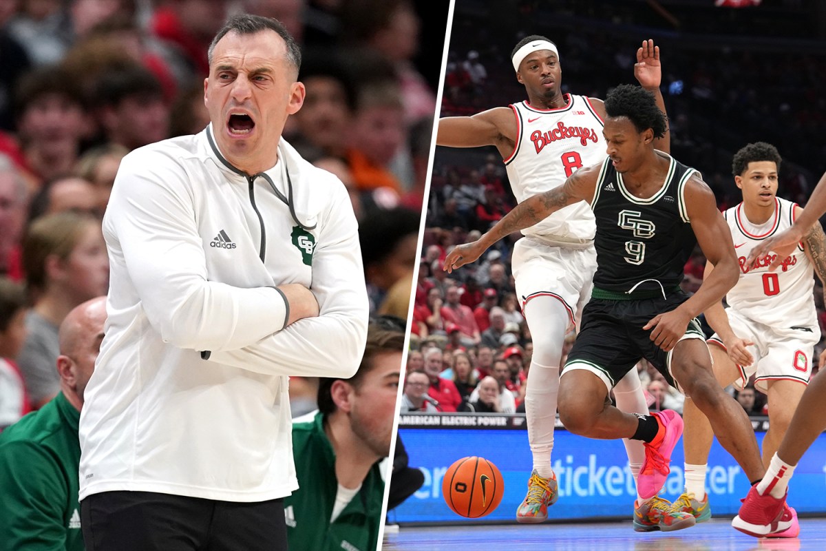 Green Bay coach Doug Gottlieb on sideline, and his player Anthony Roy in action