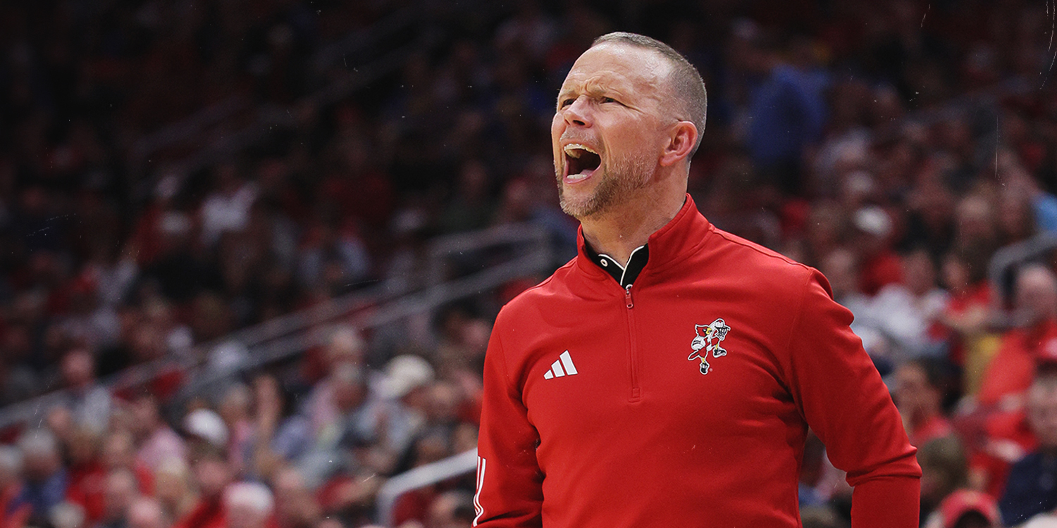 Louisville head coach Pat Kelsey patrols the sidelines