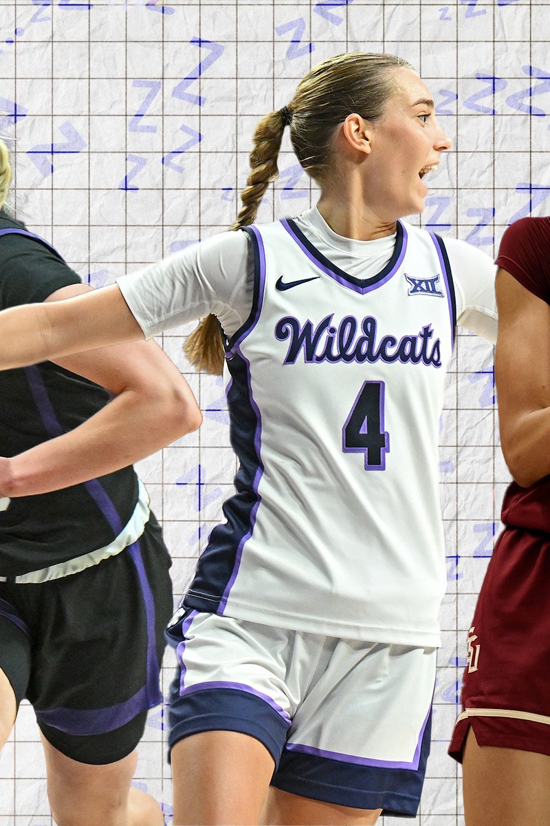 Women's basketball players Serena Sundell, Hailey Van Lith and Makayla Timpson in a graphic
