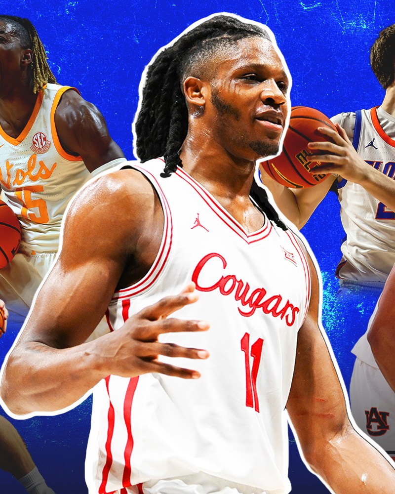 Collage of college basketball players (from left to right): Hayden Gray, Jahmai Mashack, Joseph (JoJo) Tugler, Alex Condon, Dylan Cardwell