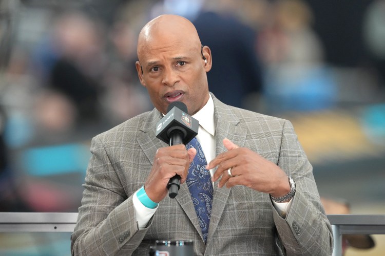 Basketball analyst Clark Kellogg on air before the National Championship game between the Purdue Boilermakers and the Connecticut Huskies at State Farm Stadium on April 08, 2024 in Glendale, Arizona.