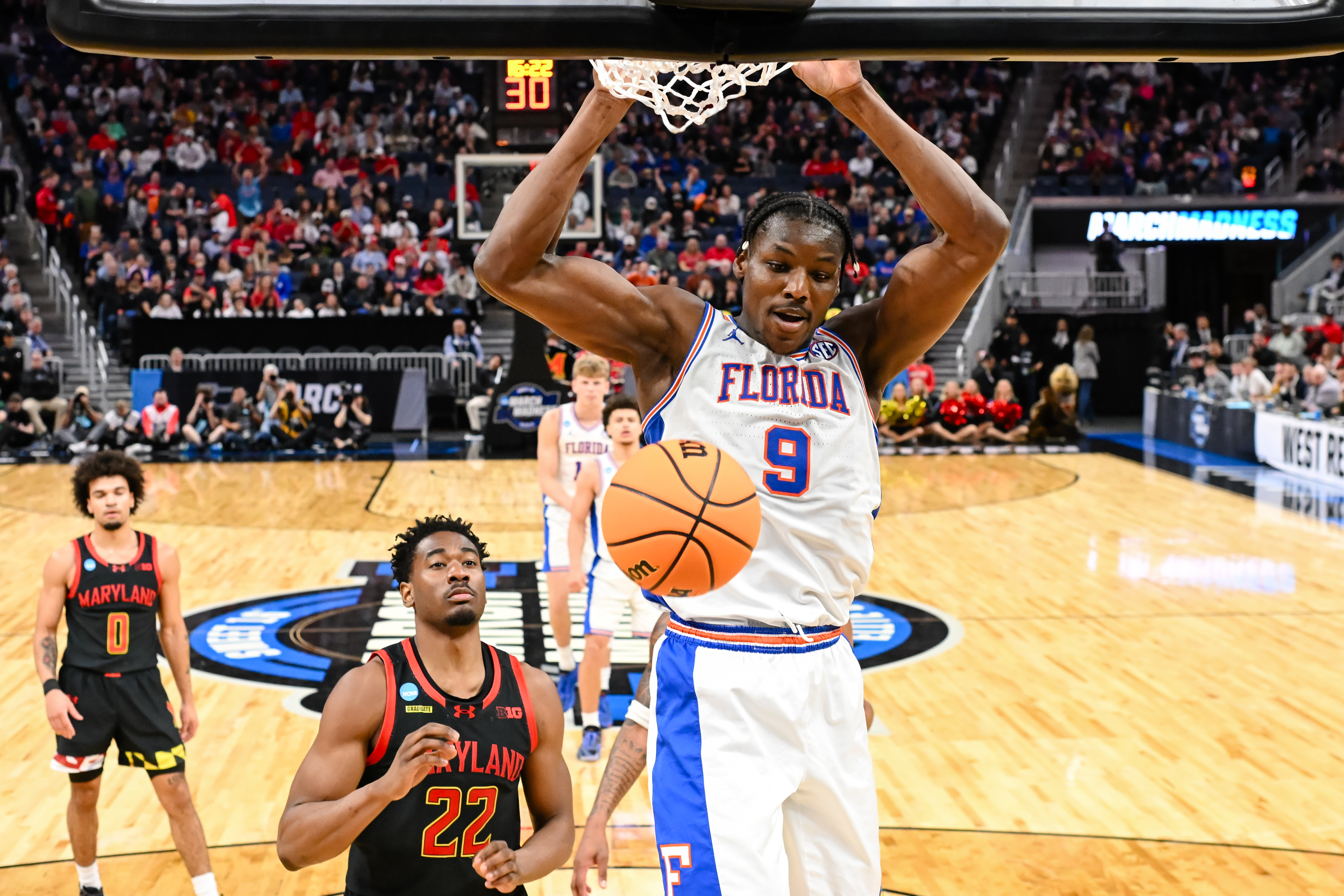 Rueben Chinyelu was flying above the rim in Florida's comfortable victory over Maryland