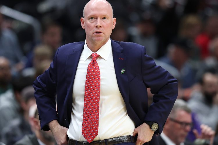 Head coach Kevin Willard of the Villanova Wildcats signals a play during a college basketball game against the Georgetown Hoyas at Finneran Pavilion on January 21, 2026 in Villanova, Pennsylvania.