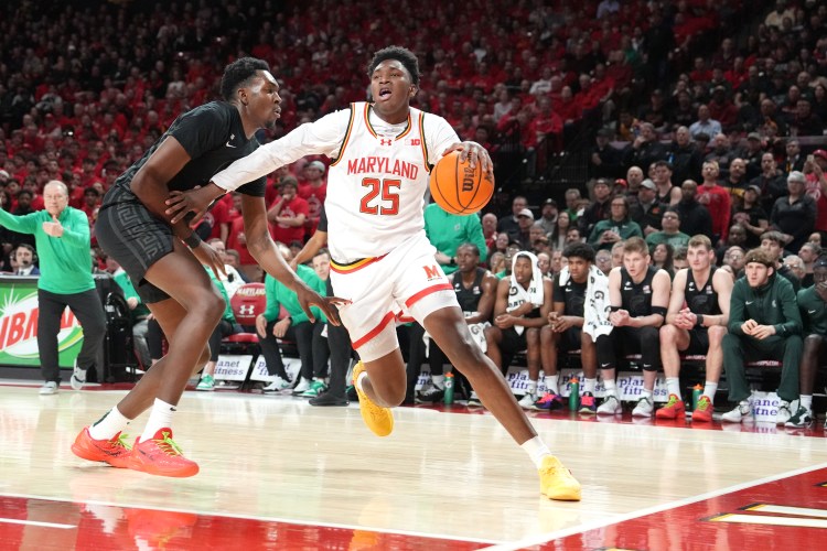 Freshman Derik Queen, Maryland's leading scorer and rebounder, is a driving force for "The Crab Five."