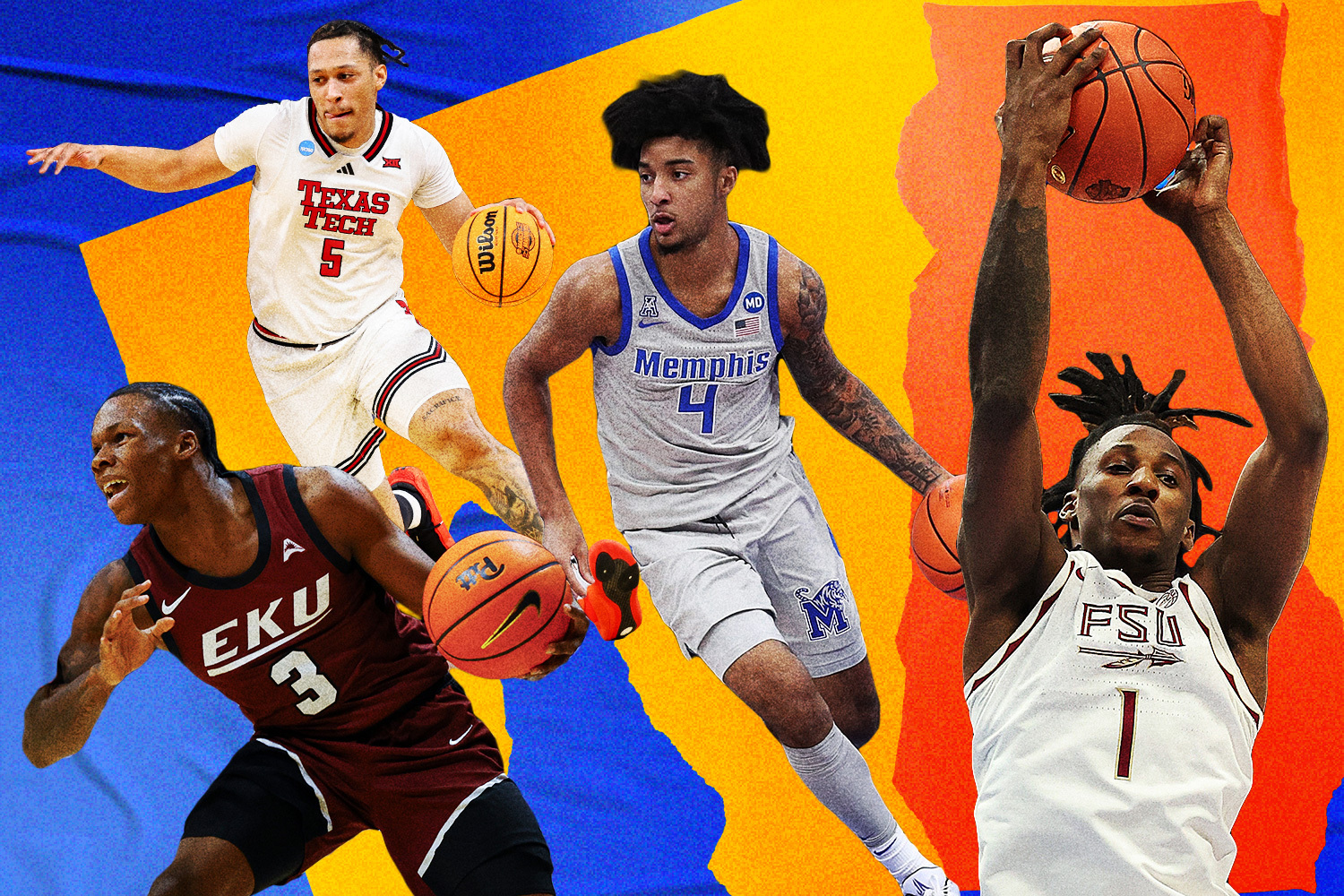 A graphic of 4 college basketball players in the transfer portal.