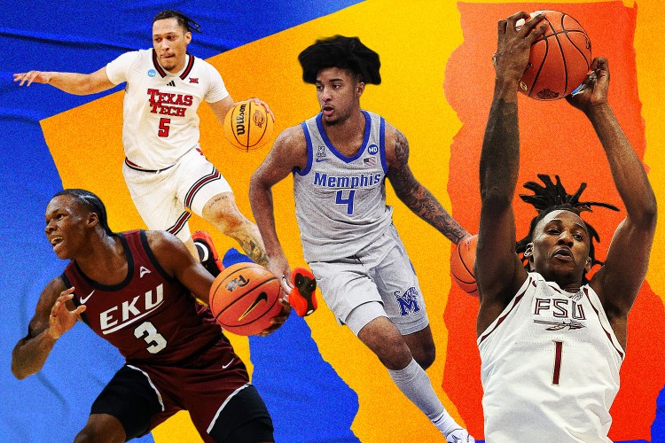 A graphic of 4 college basketball players in the transfer portal.