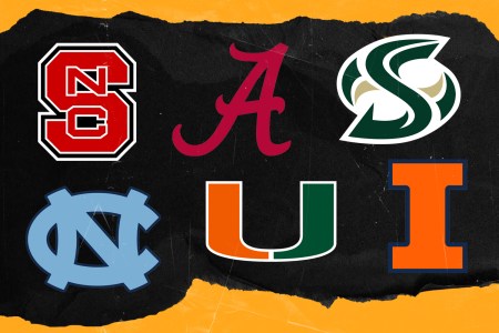 Team logos for NC State, Alabama, Sacramento State, University of North Carolina, Miami and Illinois