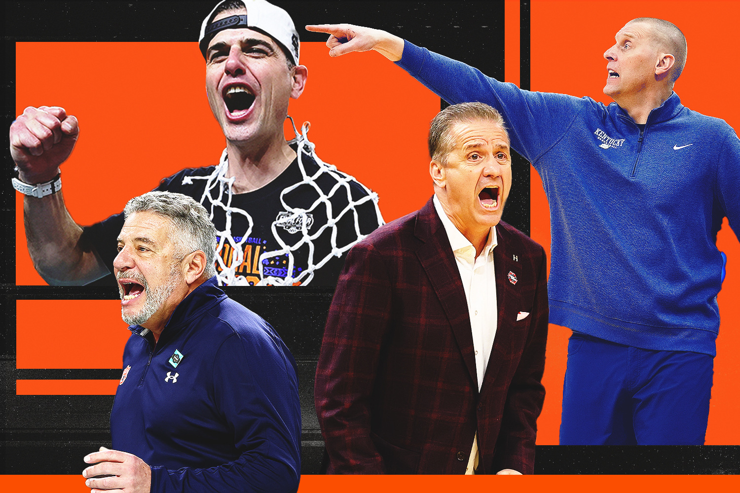 SEC coaches Todd Golden, Mark Pope, John Calipari and Bruce Pearl
