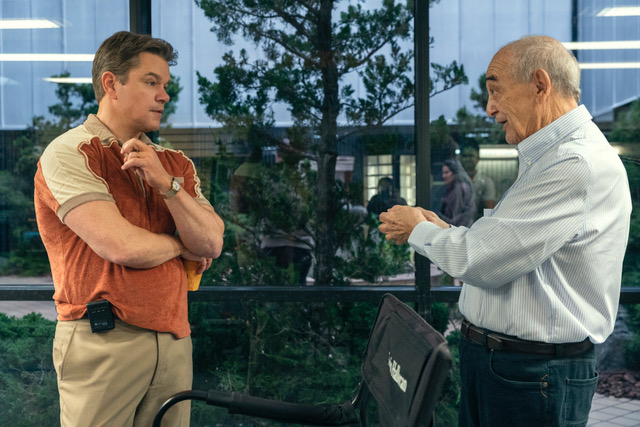 Matt Damon and Sonny Vaccaro on the set of "Air".