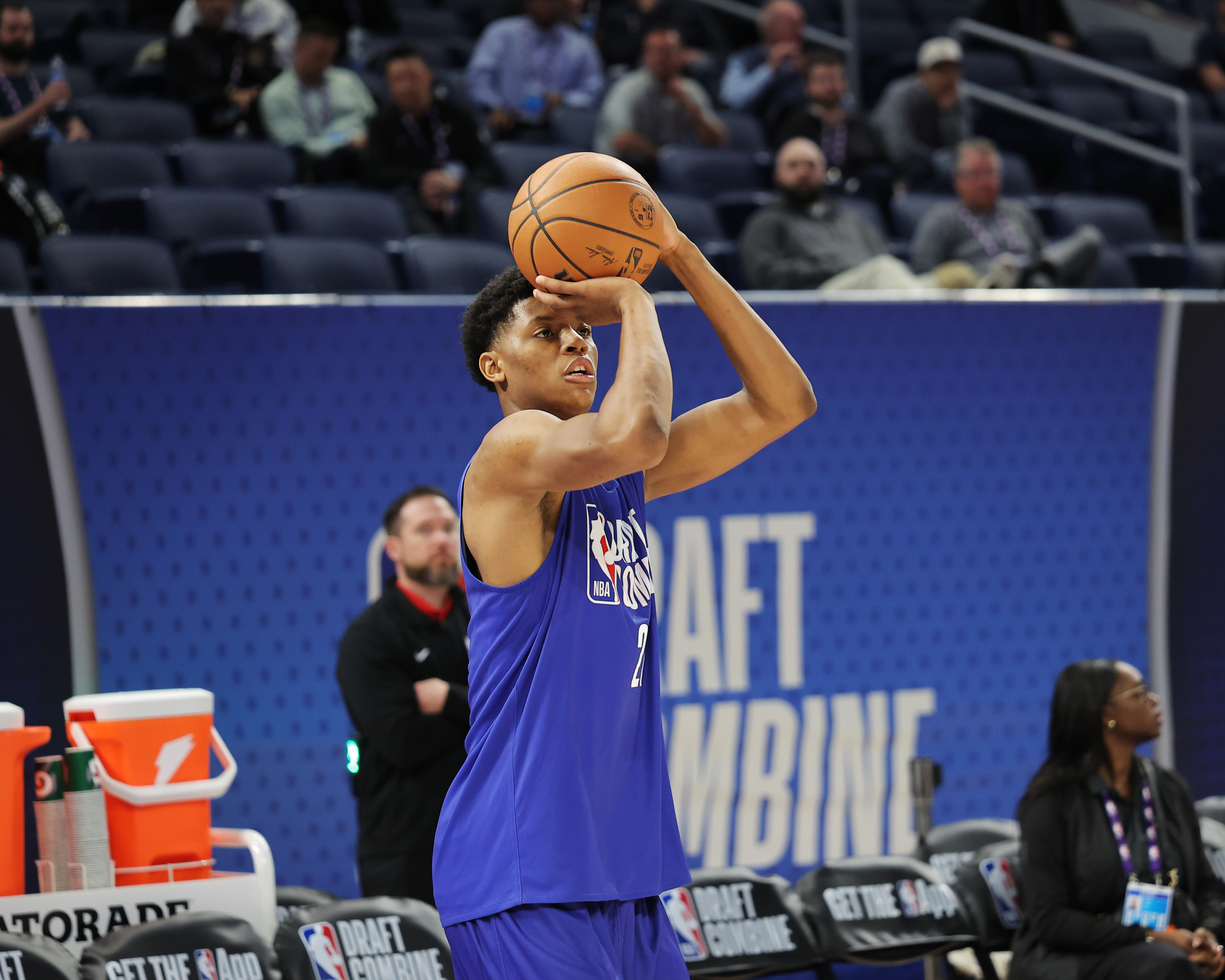 Ace Bailey shoots from the 3-point line at the 2025 NBA Combine