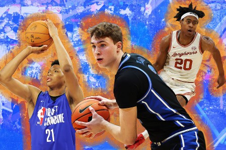 Ace Bailey (left), Cooper Flagg (middle) and Tre Johnson (right) are anticipated to be selected early in the first round of the NBA Draft