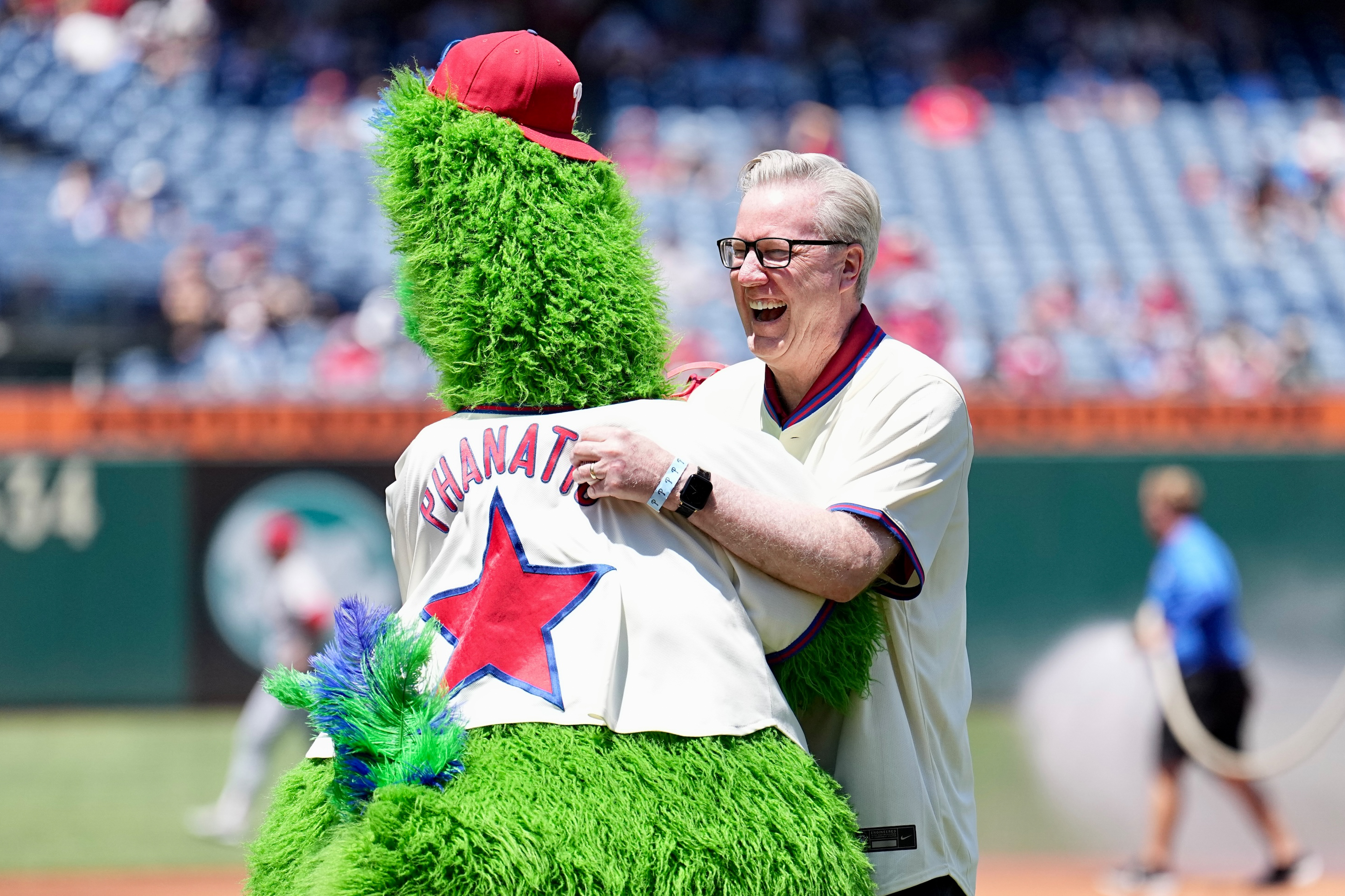 Perhaps Coach McCaffery's most important reunion upon his return to Pennsylvania was with the Phillie Phanatic