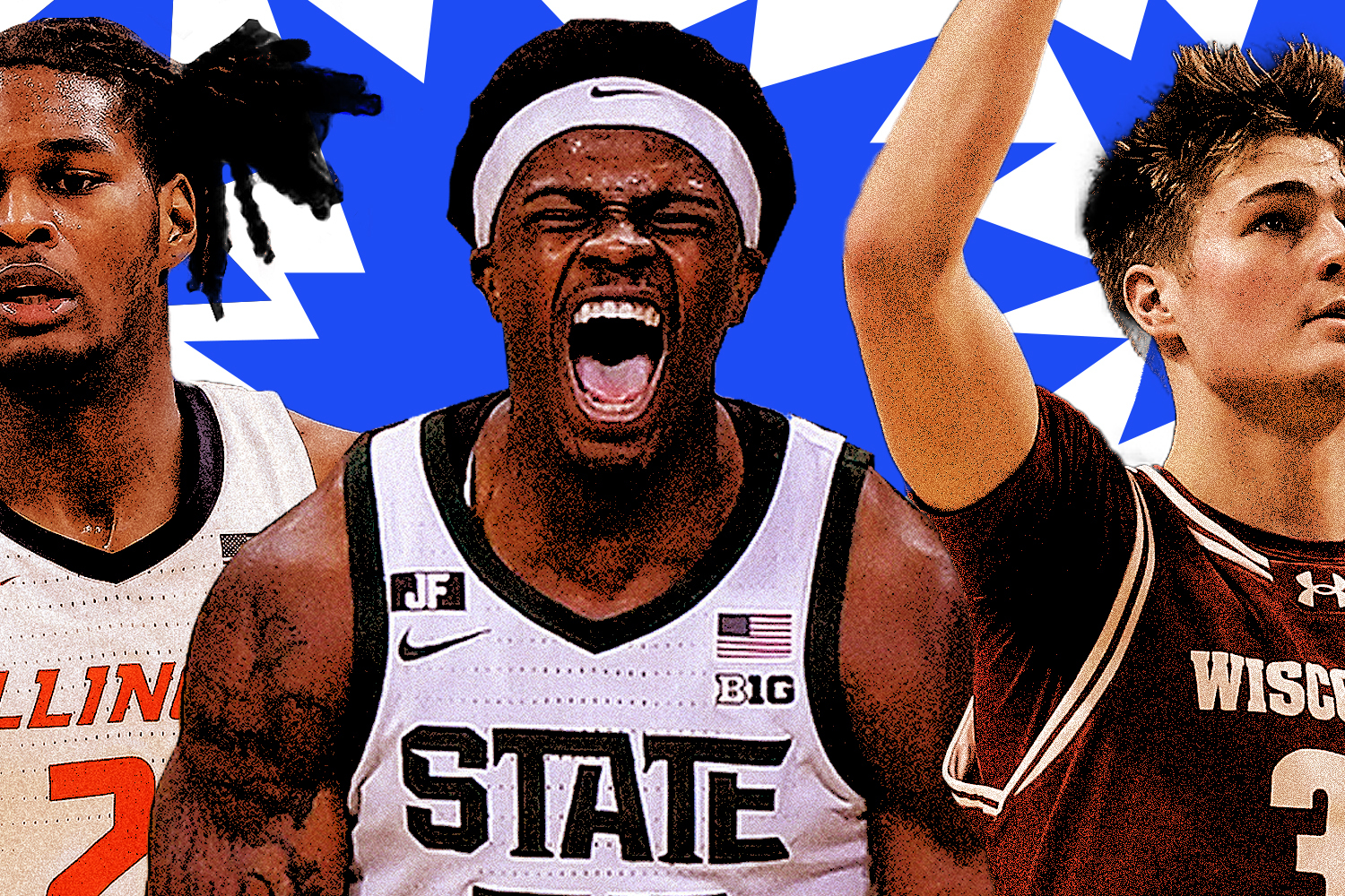 Morez Johnson (left), Coen Carr (center) and Nolan Winter (right) are due for breakout performances in the Big Ten this year