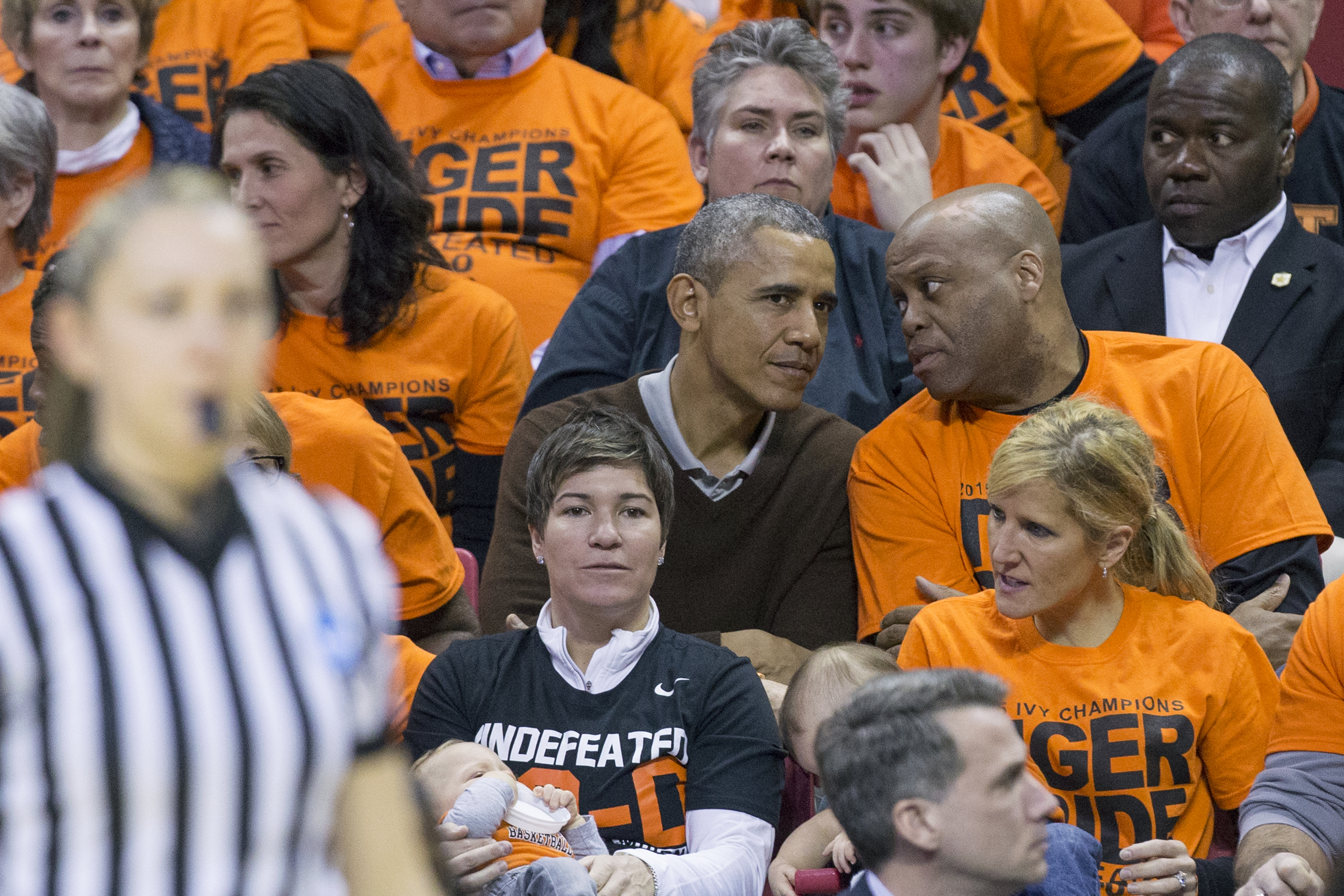 Robinson, a two-time Ivy League Player of the Year, enjoys a game at his alma mater in the company of brother-in-law Barack Obama