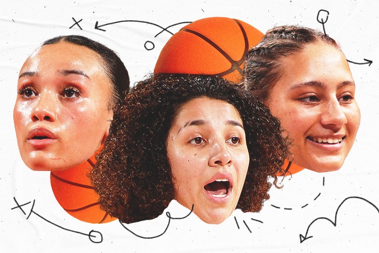 Jazzy Davidson (left), Aaliyah Chavez (center) and Sienna Betts (right) are among the incoming freshman liable to shake up the NCAA in the 2025-26 season