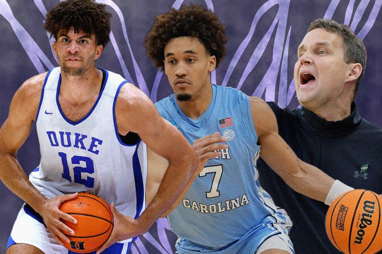 Cameron Boozer (left), Seth Trimble (center) and Will Wade (right) are among the power players of the ACC headed into the 2025-26 season