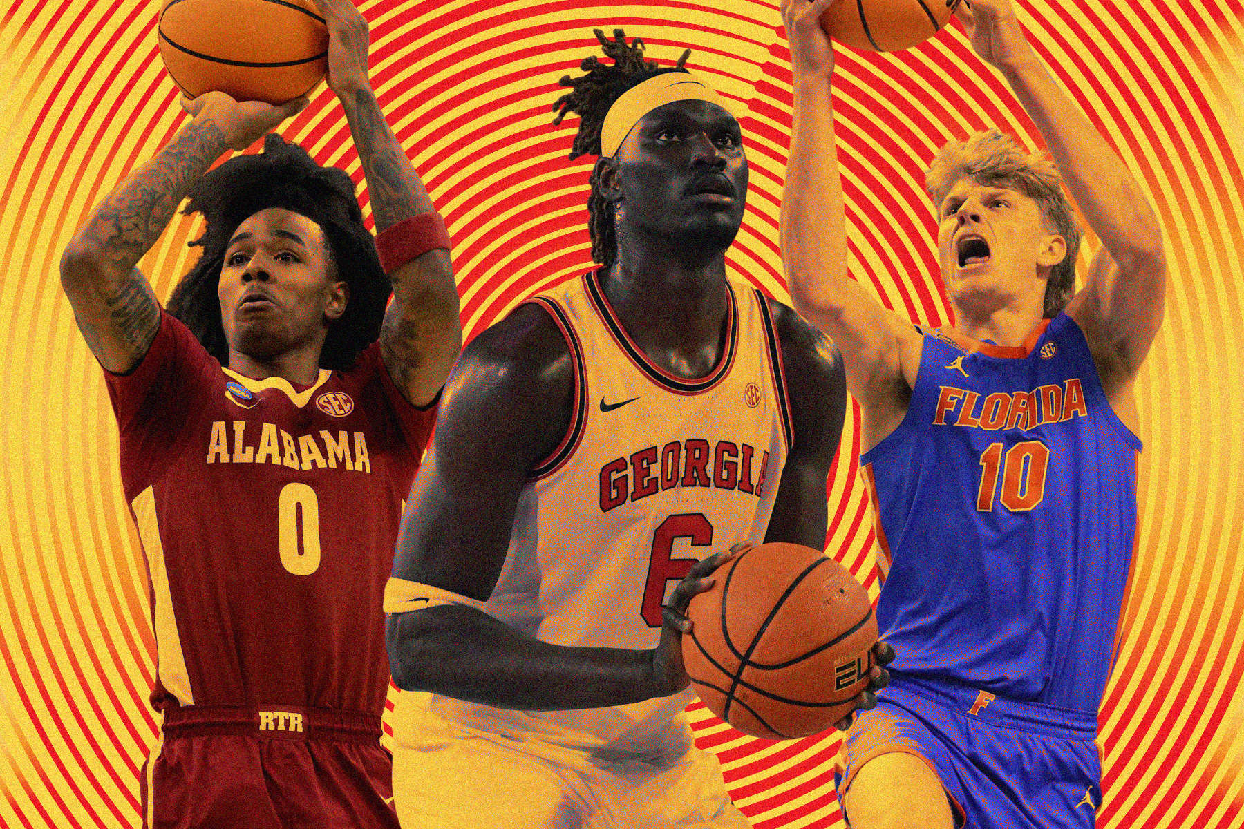 Labaron Philon (left), Somto Cyril (center) and Thomas Haugh (right) are among the top candidates for a breakout in the SEC this season