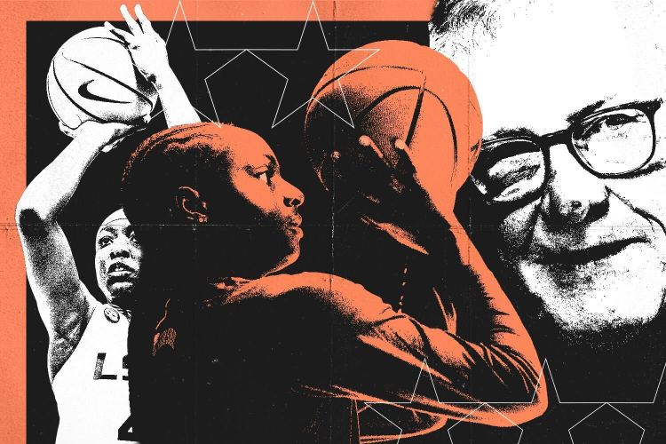 NCAA women's basketball icons Ta’Niya Latson, Geno Auriemma and Flau’jae Johnson