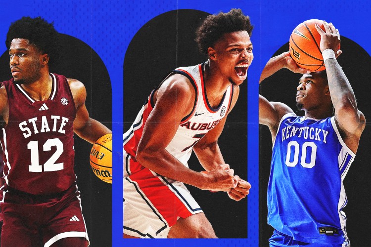 Josh Hubbard (left), Keyshawn Hall (center) and Otega Oweh (right) headline the top SEC storylines ahead of the 2025-26 season