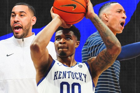 Otega Oweh (center), Drew Valentine (left) and Shaka Smart (right) are key figures for teams on concerning trajectories