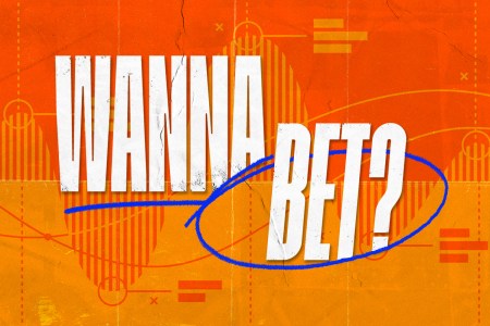 An orange and white graphic for the Wanna Bet? column