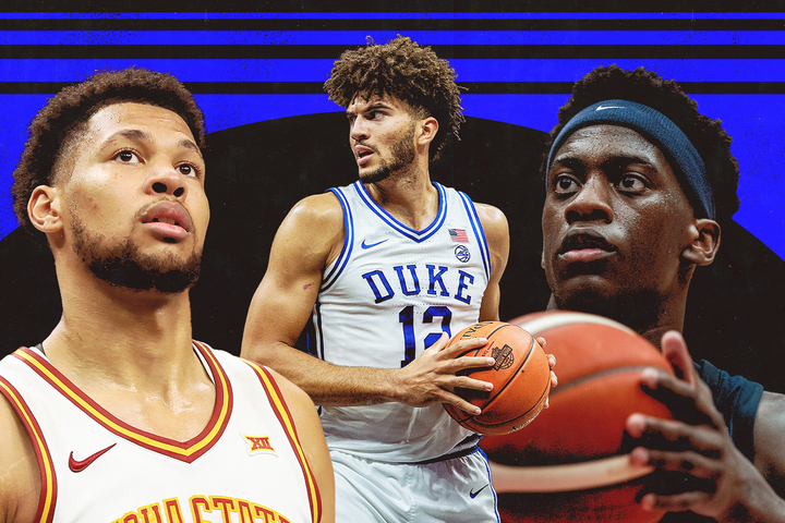 Joshua Jefferson (left), Cameron Boozer (center) and AJ Dybantsa (right) are the leading Wooden Award candidates