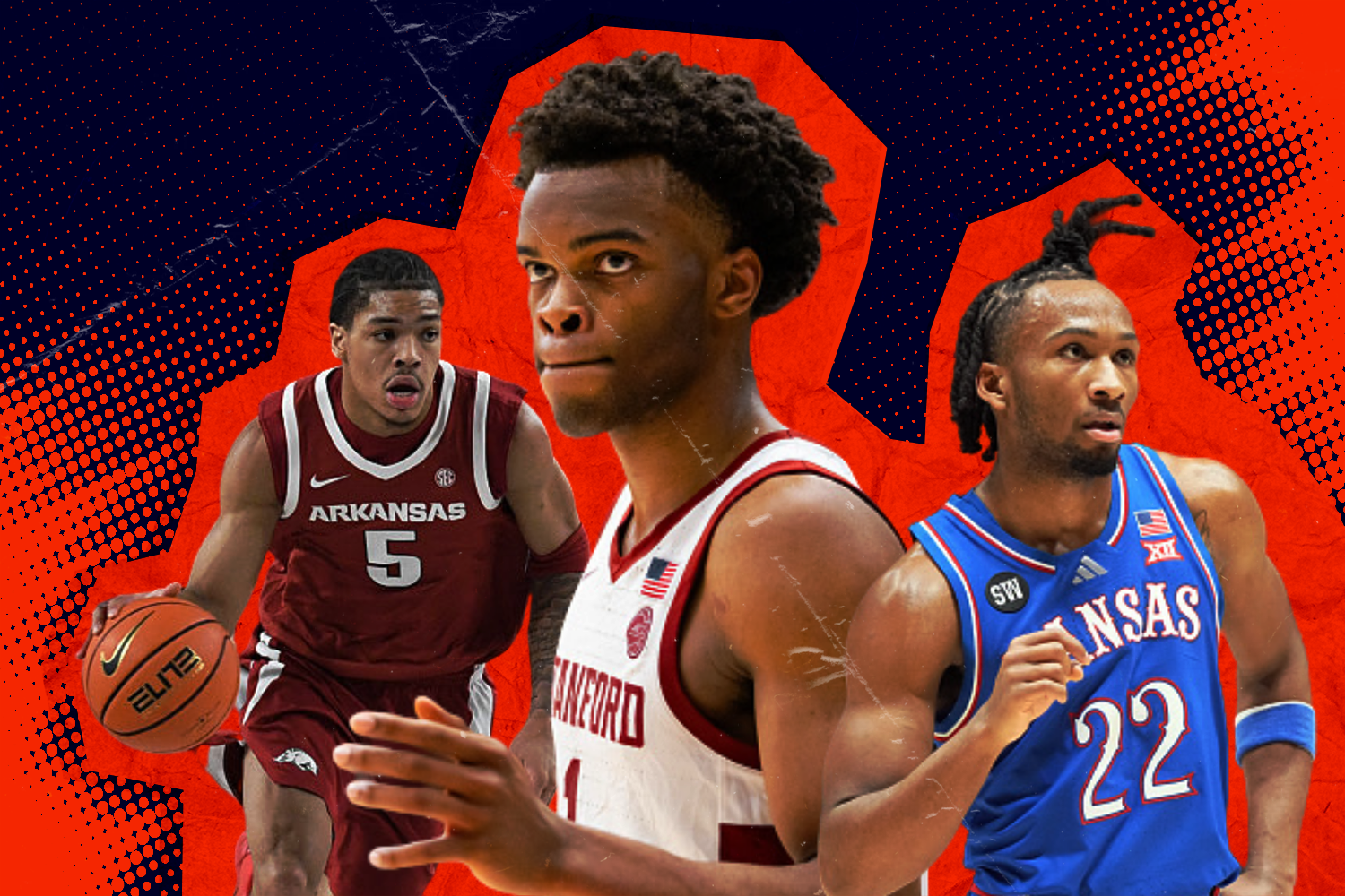 Darius Acuff Jr. (left), Ebuka Okorie (center) and Darryn Peterson (right) are rising contenders for Freshman of the Year honors