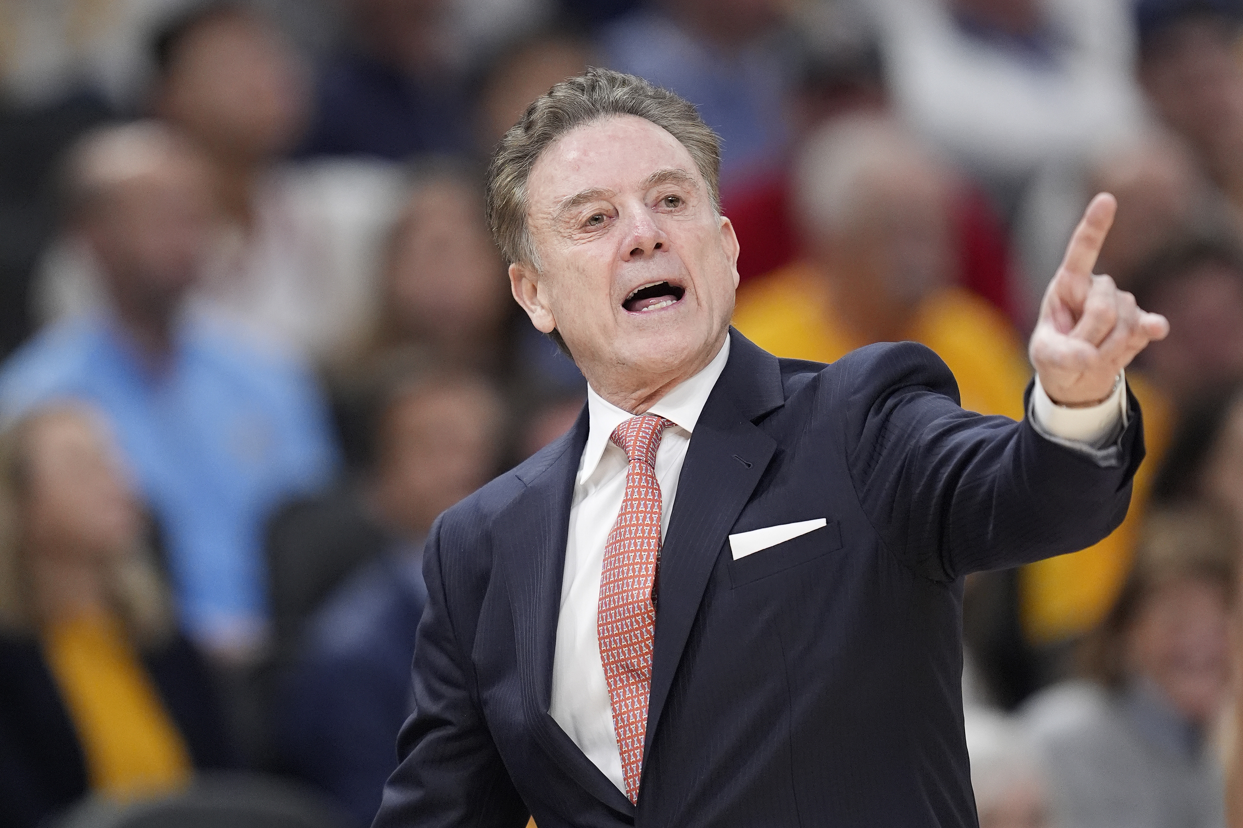 Head coach Rick Pitino of the St. John’s Red Storm reacts on the sideline