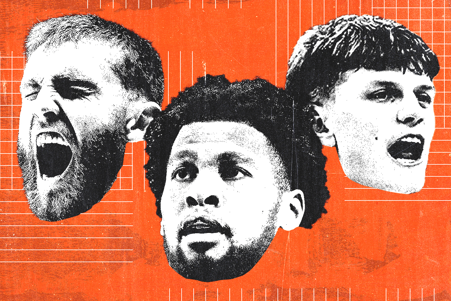 A graphic of college basketball players Braden Smith, Joshua Jefferson and Thomas Haugh