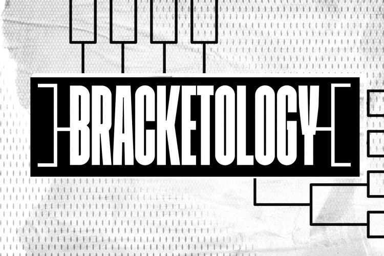 A graphic illustrating Bracketology 2026, which predicts the 68 teams in the men's NCAA March Madness Tournament