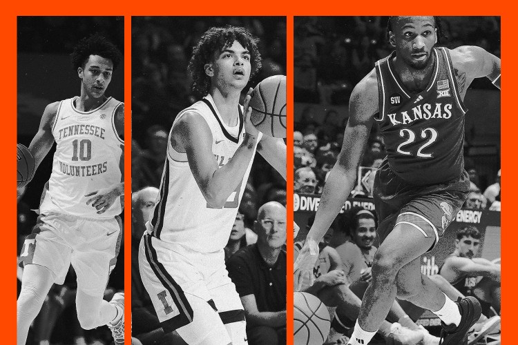 Tennessee's Nate Ament (left), Keaton Wagler of Illinois (center) and Kansas' Darryn Peterson (right) are part of arguably the greatest freshman class in college basketball history