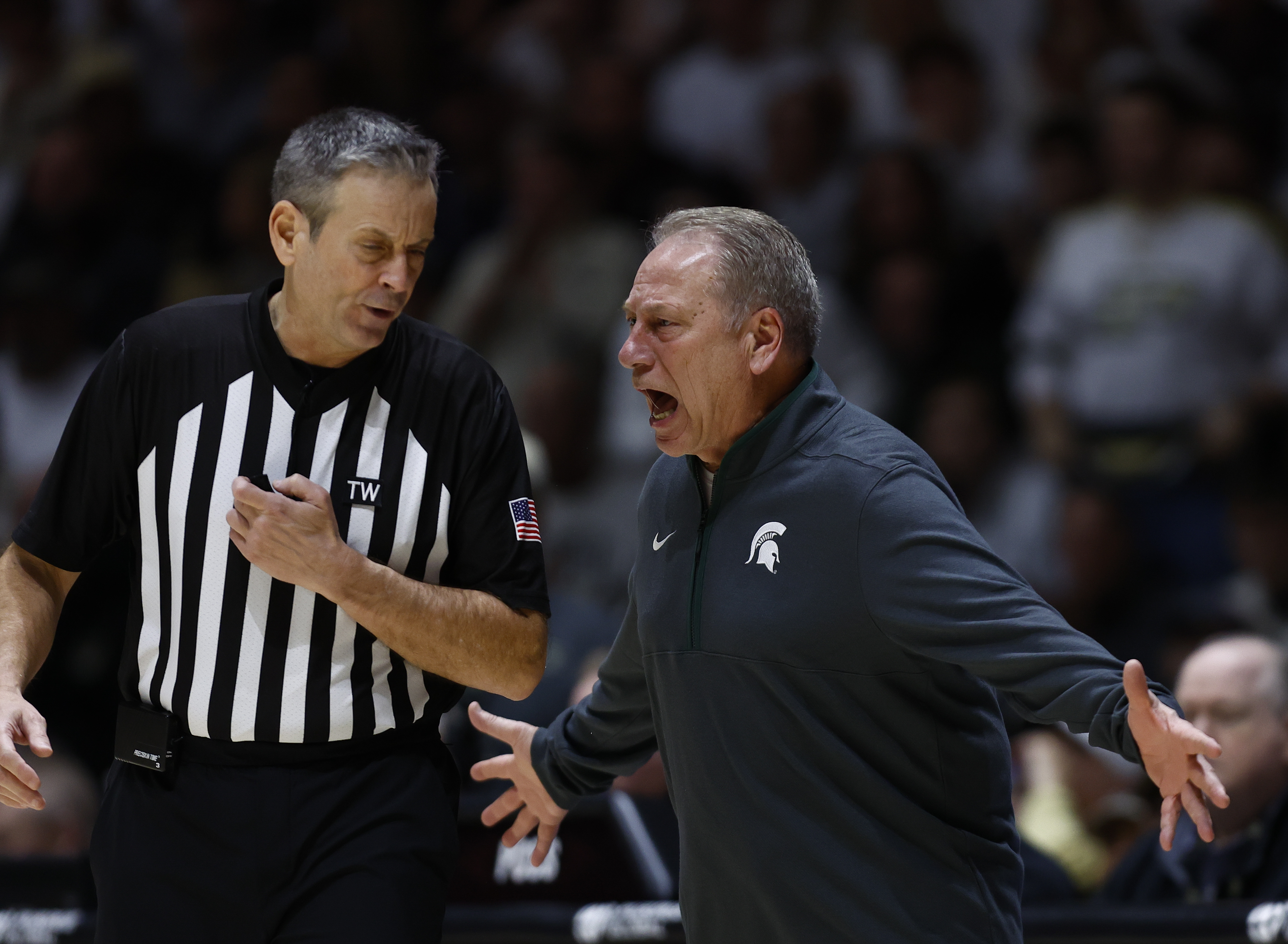 Spartans coach Tom Izzo working the refs during his team's impressive road win at Purdue