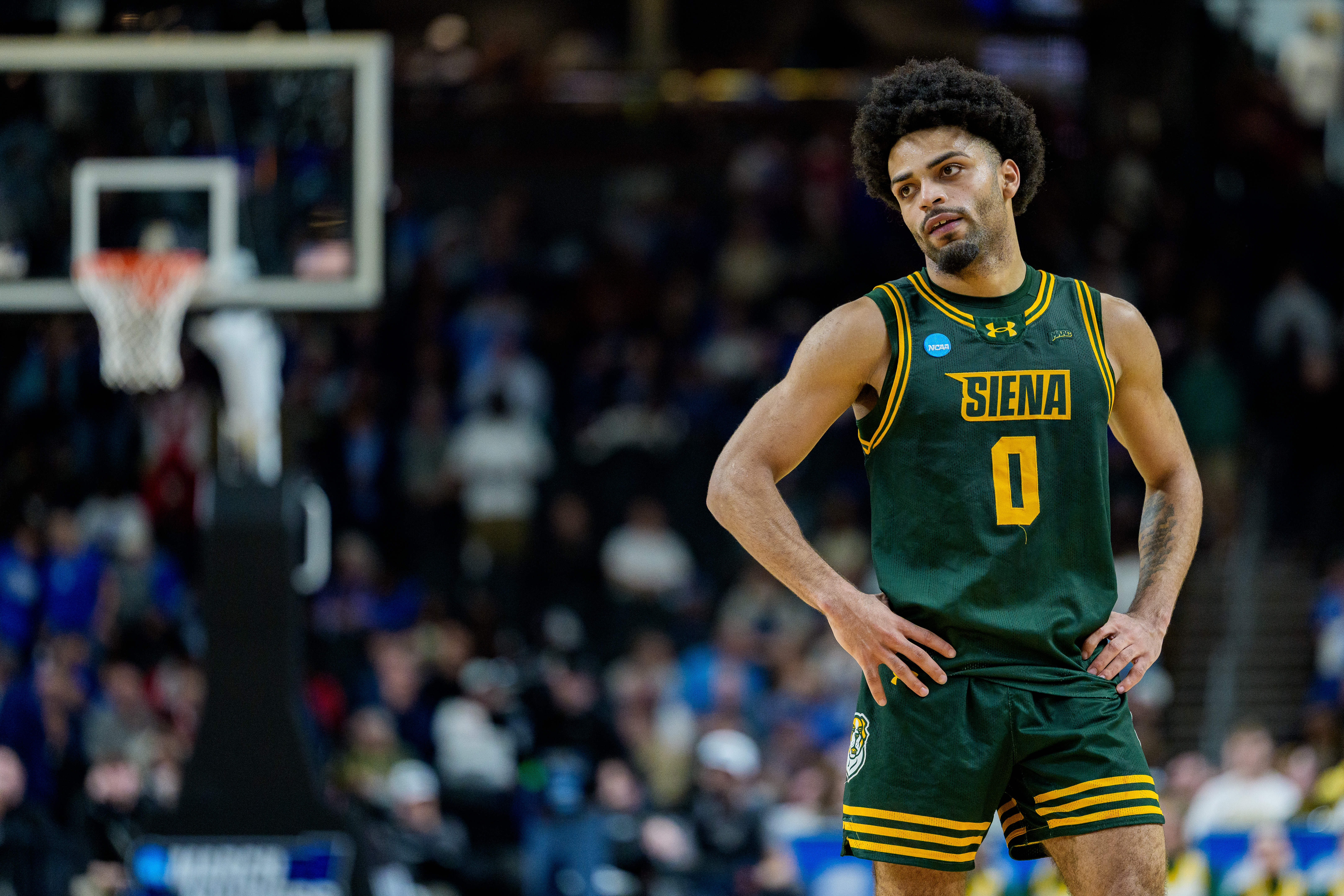 Senior guard Justice Shoats was part of Siena's starting five, which played the entire game