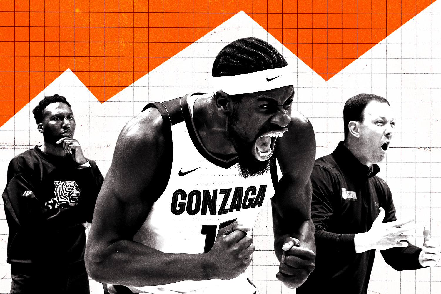 From Left to Right: Nolan Smith of Tennessee State, Gonzaga senior Graham Ike, and Siena's Gerry McNamara