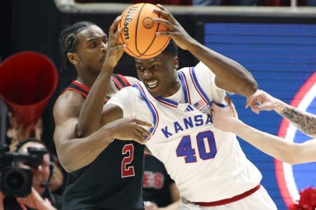 Former Kansas forward Flory Bidunga, the Big 12 Defensive Player of the Year, will give Louisville a major presence in the paint