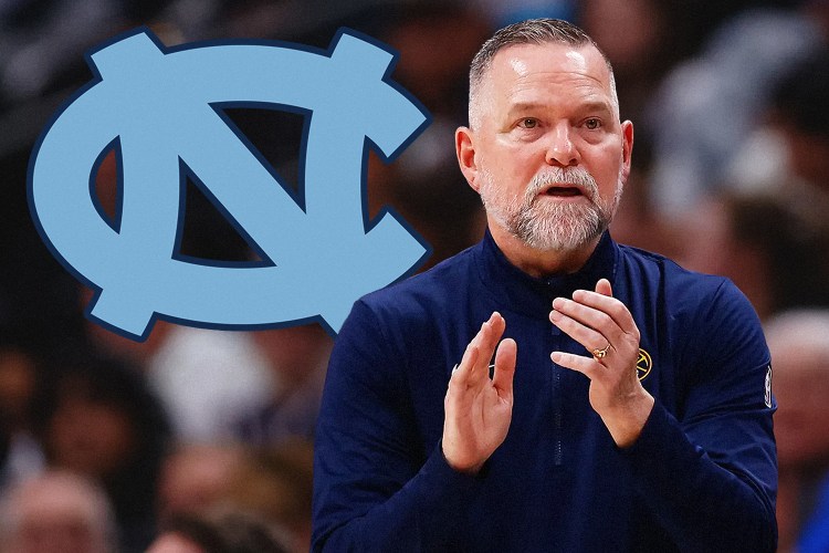 Basketball Mike Malone with a University of North Carolina logo