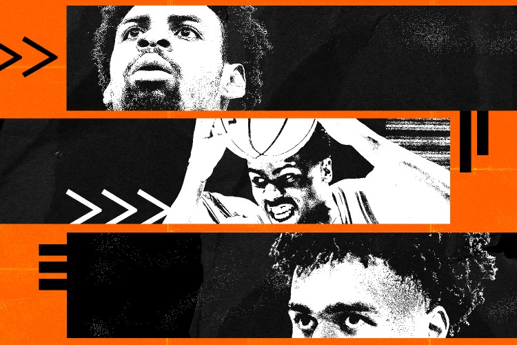 Graphic of 3 players entering the NCAA men's basketball transfer portal