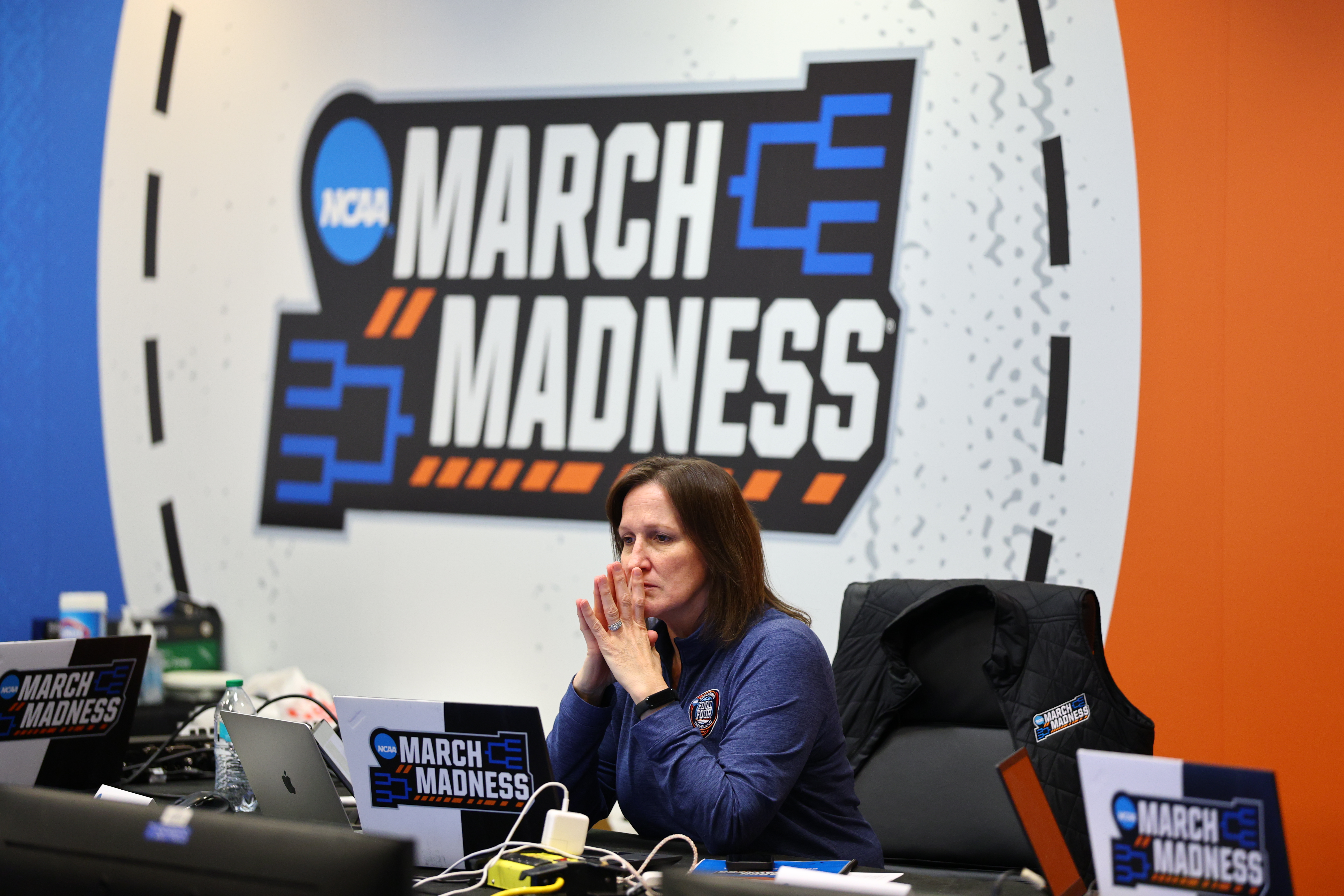 Women's committee chair Amanda Braun during NCAA Tournament selection 2025