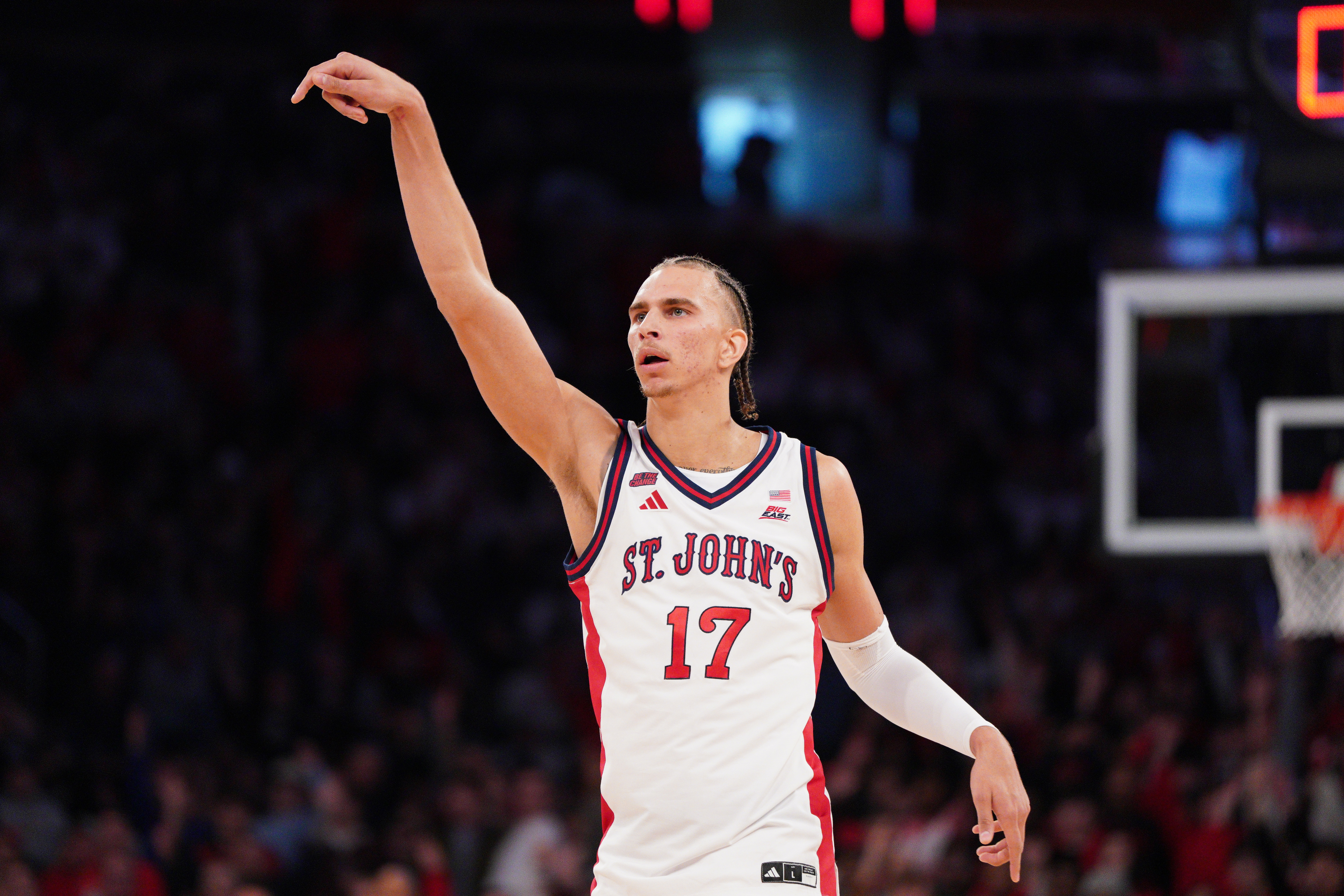 basketbal player Ruben Prey shoots for St. John's