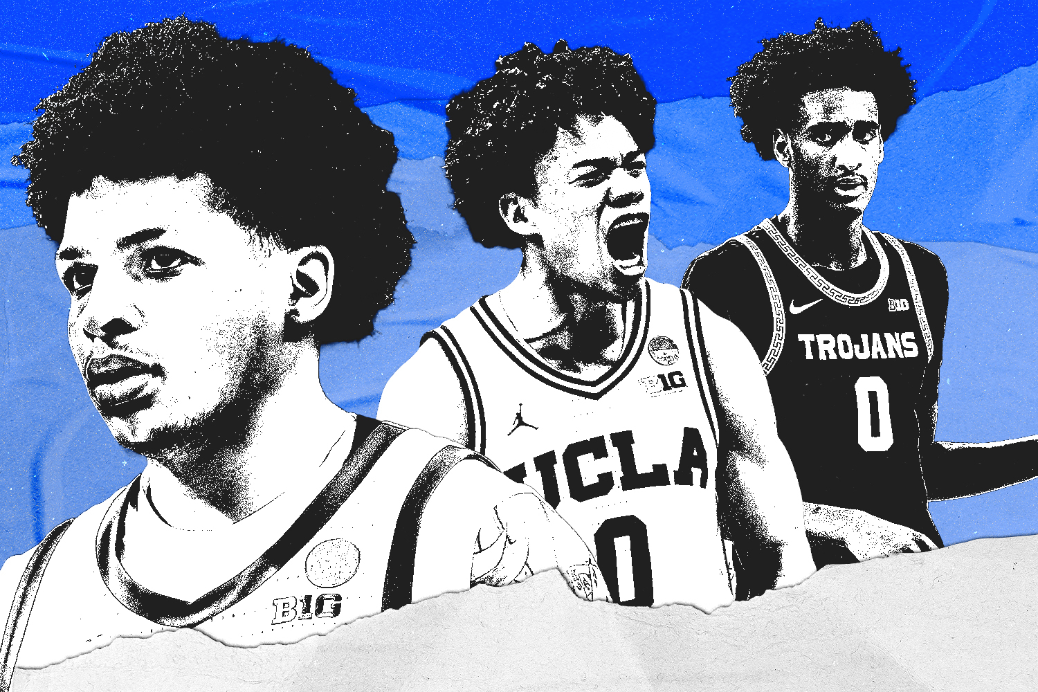 FROM LEFT TO RIGHT: John Mobley of Ohio State, UCLA's Trent Perry and USC's Alijah Arenas