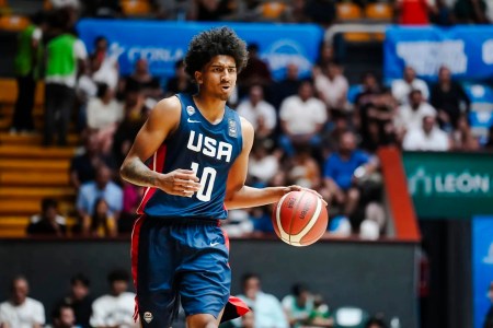 Adan Diggs handling the ball for Team USA's U18 squad at the 2026 FIBA AmeriCup