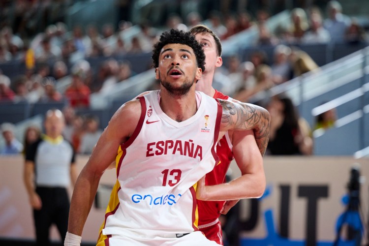 Izan Almansa, seen here playing for Team Spain at the FIBA World Cup qualifiers, could be an All-American if the NCAA rules he's eligible to play for Gonzaga