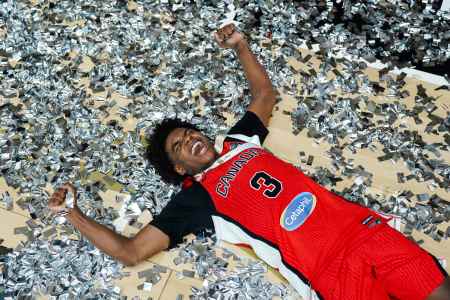 Javion Tyndale celebrating Team Canada's upset win over Team USA at the 2026 FIBA AmeriCup