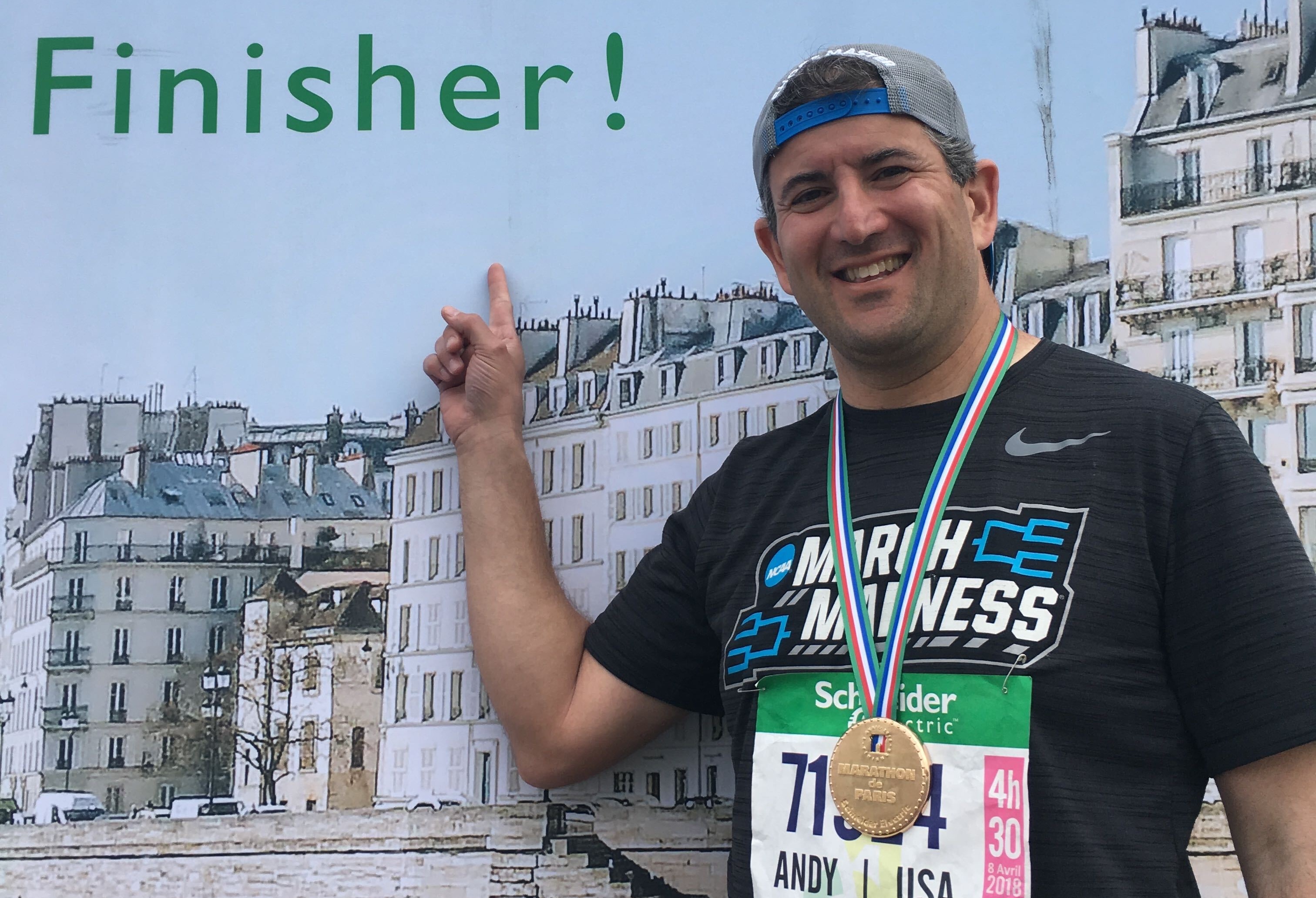Andy Katz at the Paris Marathon in 2018