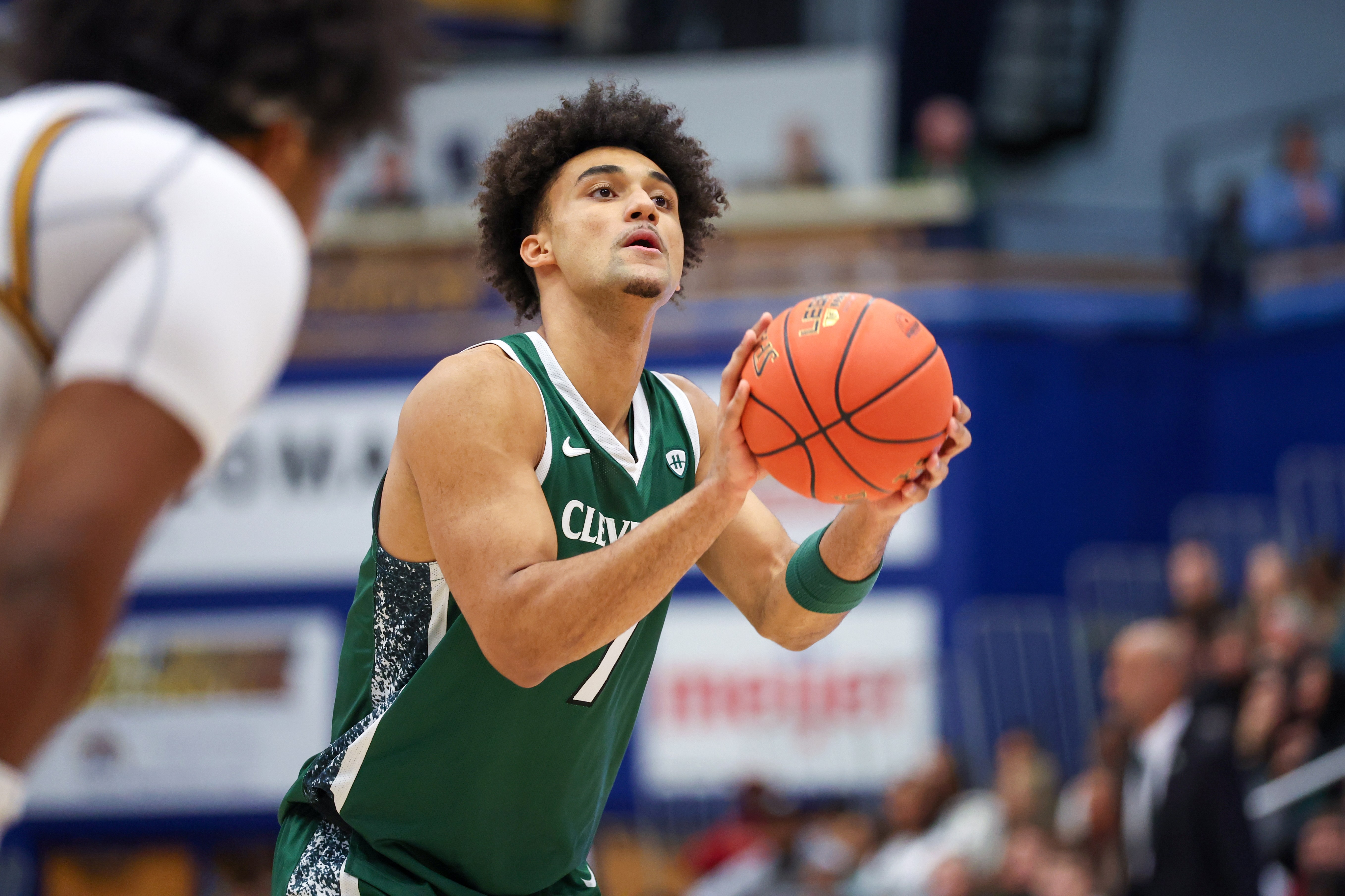 Cleveland State's Dayan Nessah prepares to take a free throw in a game against Kent State