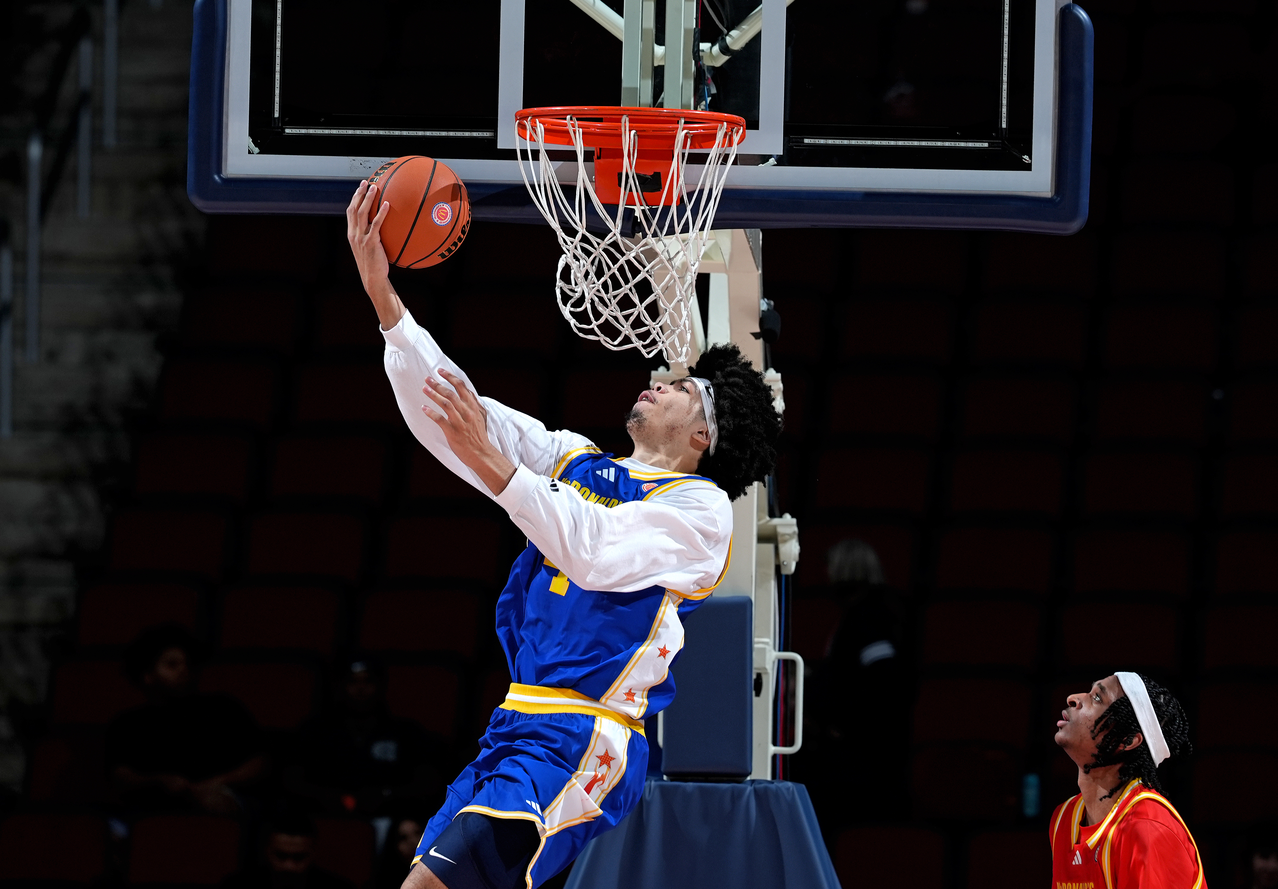 Tyran Stokes attempts a reverse lay up at the 2026 McDonalds High School All American game