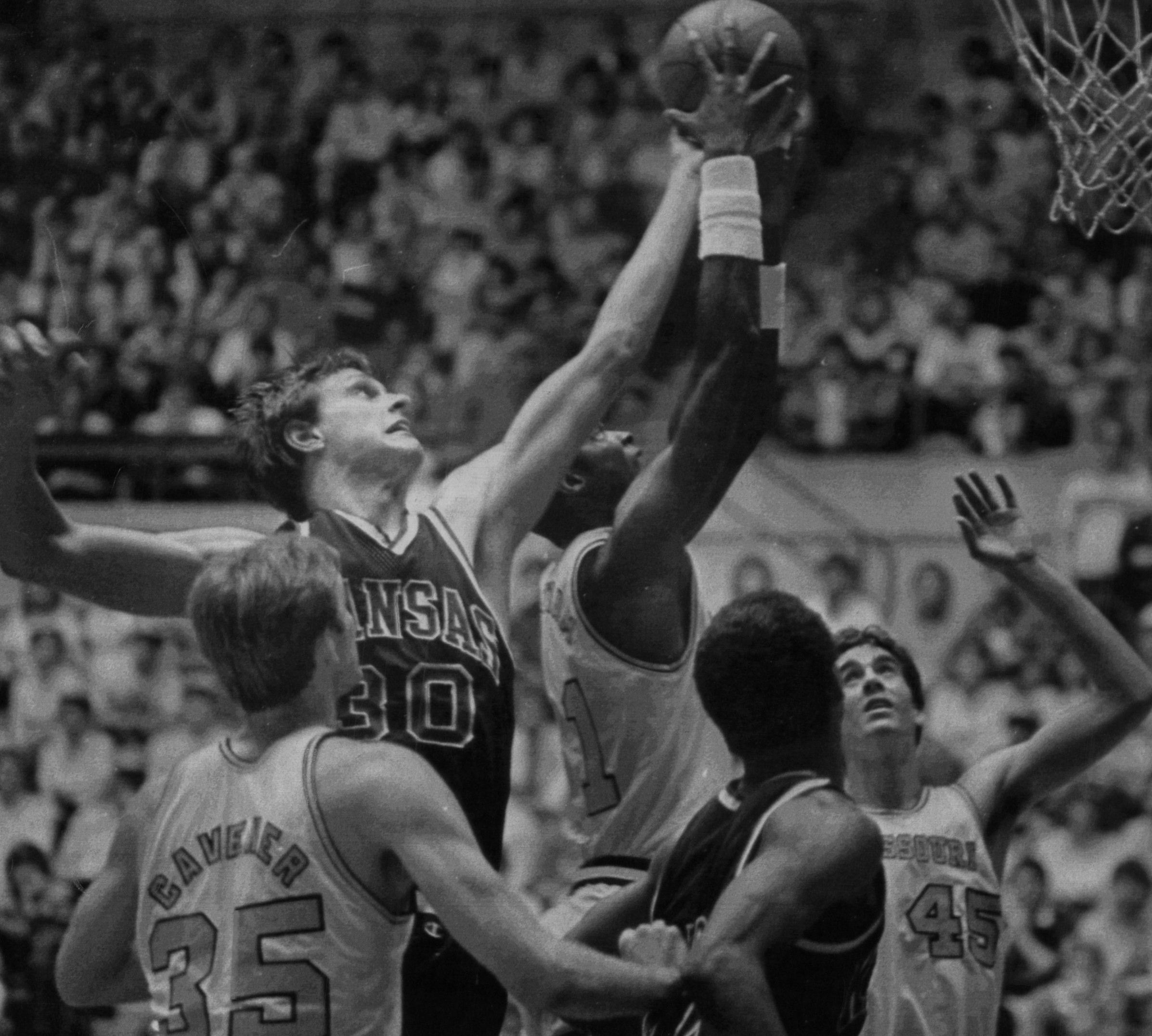 Greg Dreiling rises for a rebound