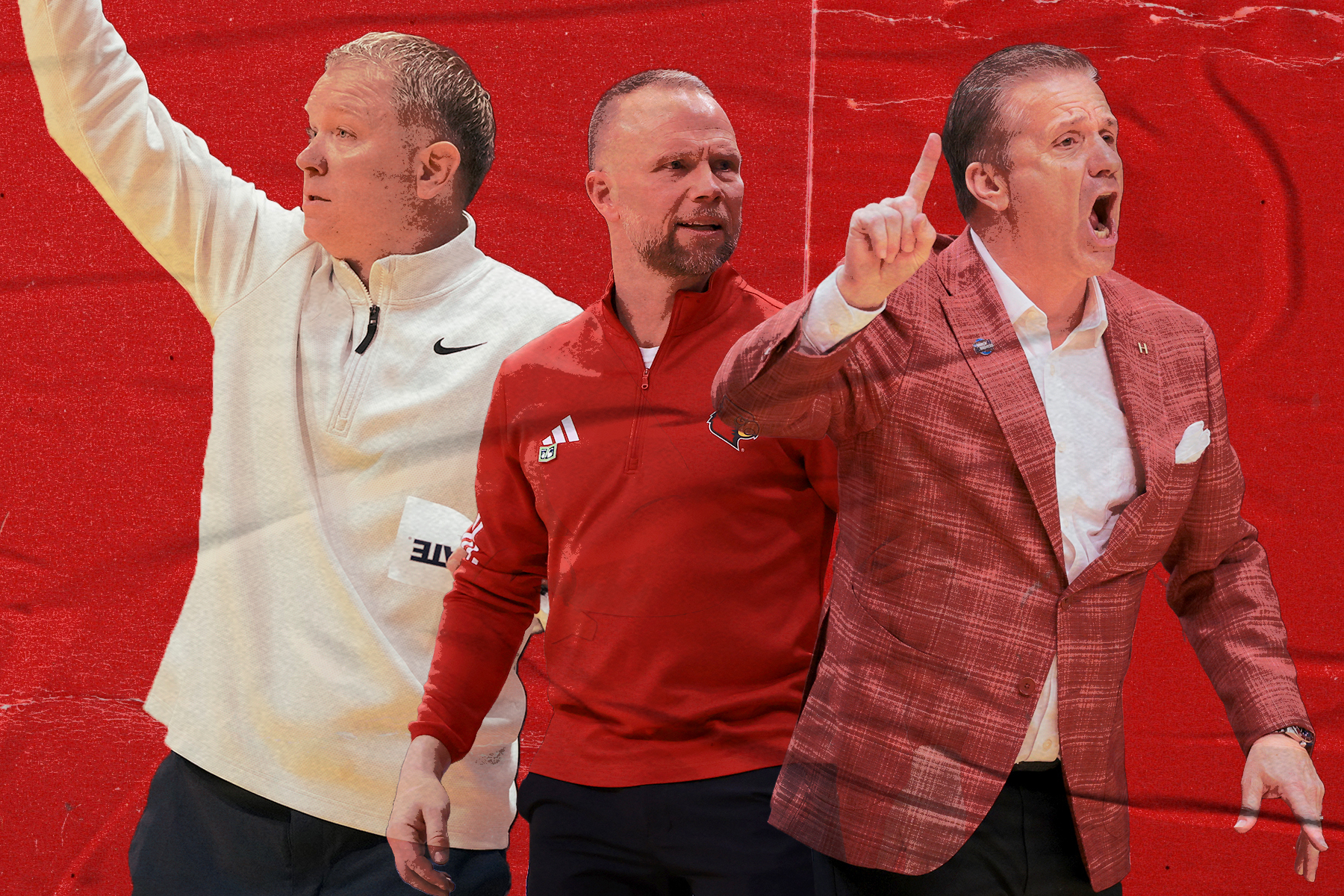 From left: Coaches Jerrod Calhoun, Pat Kelsey and John Calipari